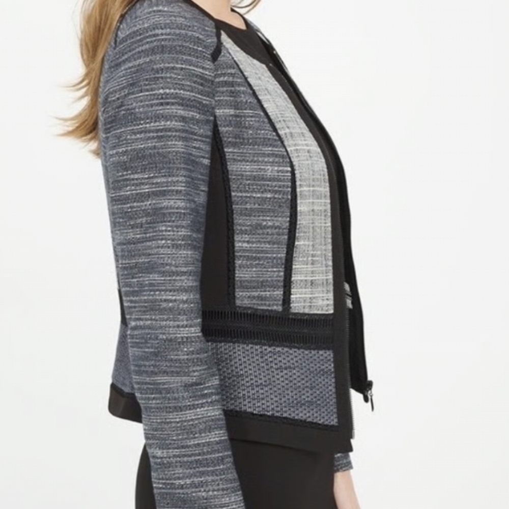 White House Black Market Textured Black and Gray Jacket